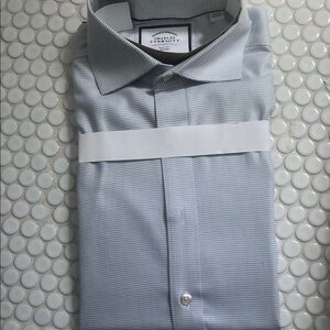 Charles Tyrwhitt Blue Dress Shirt with Textured Weave